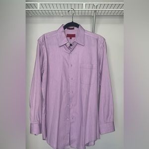 Bergamo New York Fitted Purple Pinstripe Long Sleeve Button Down